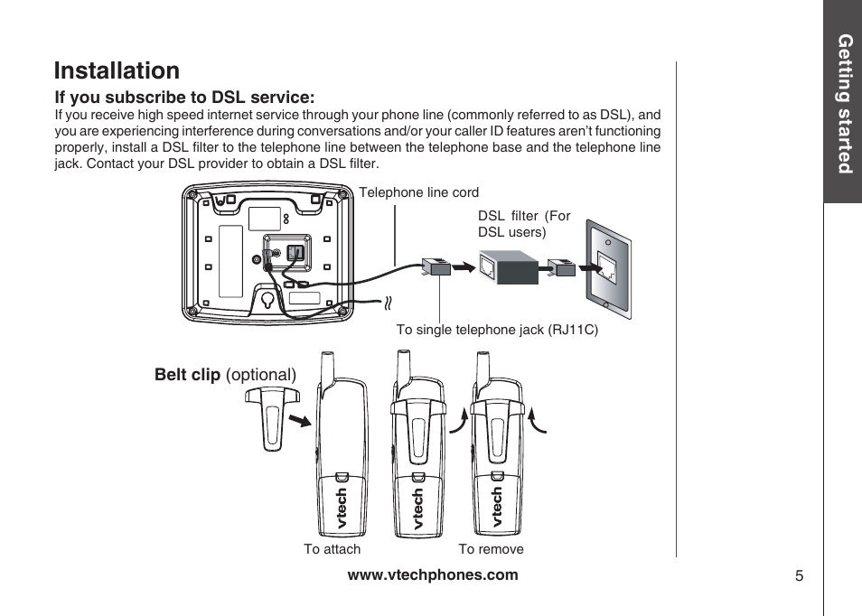 Installation | VTech Amplified Phone User Manual | Page 8 / 58