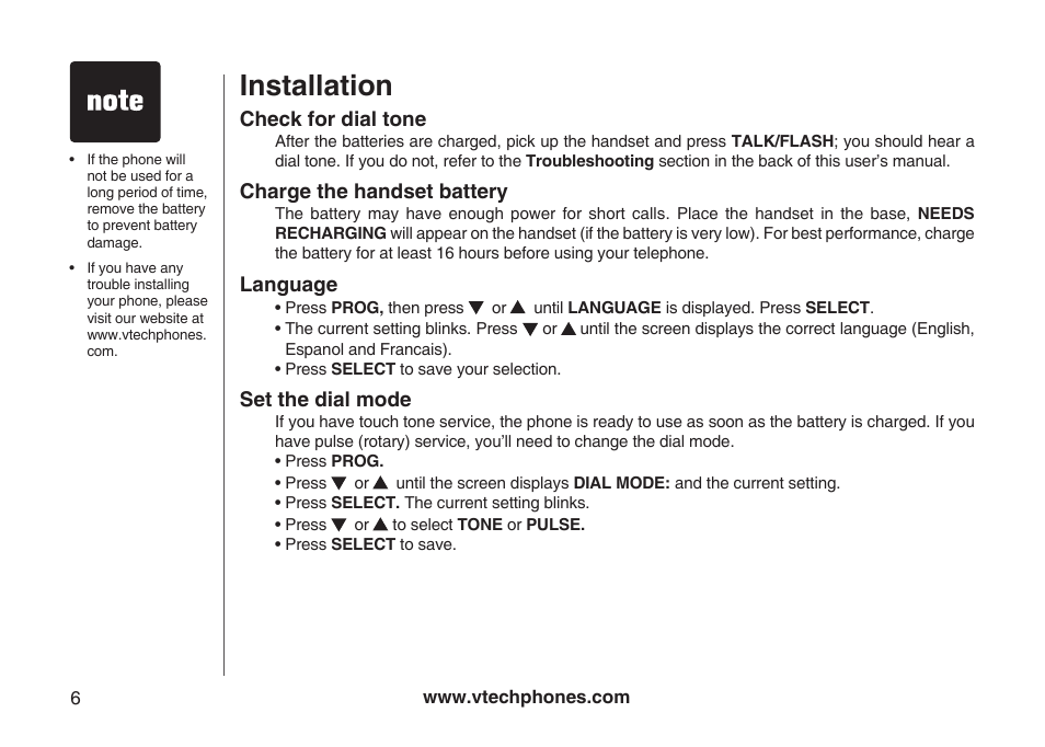 Installation | VTech Amplified Phone User Manual | Page 9 / 58
