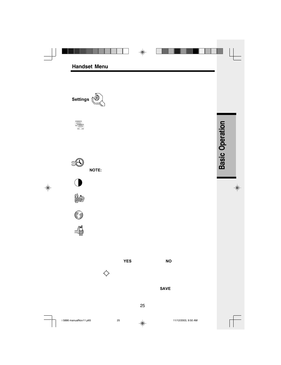 Basic operation, Handset menu | VTech i 5836 User Manual | Page 27 / 60