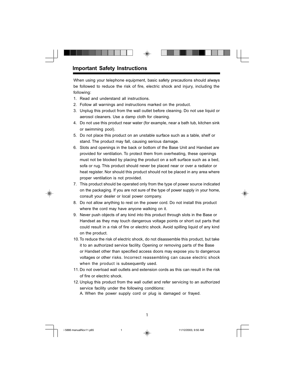 Important safety instructions | VTech i 5836 User Manual | Page 3 / 60