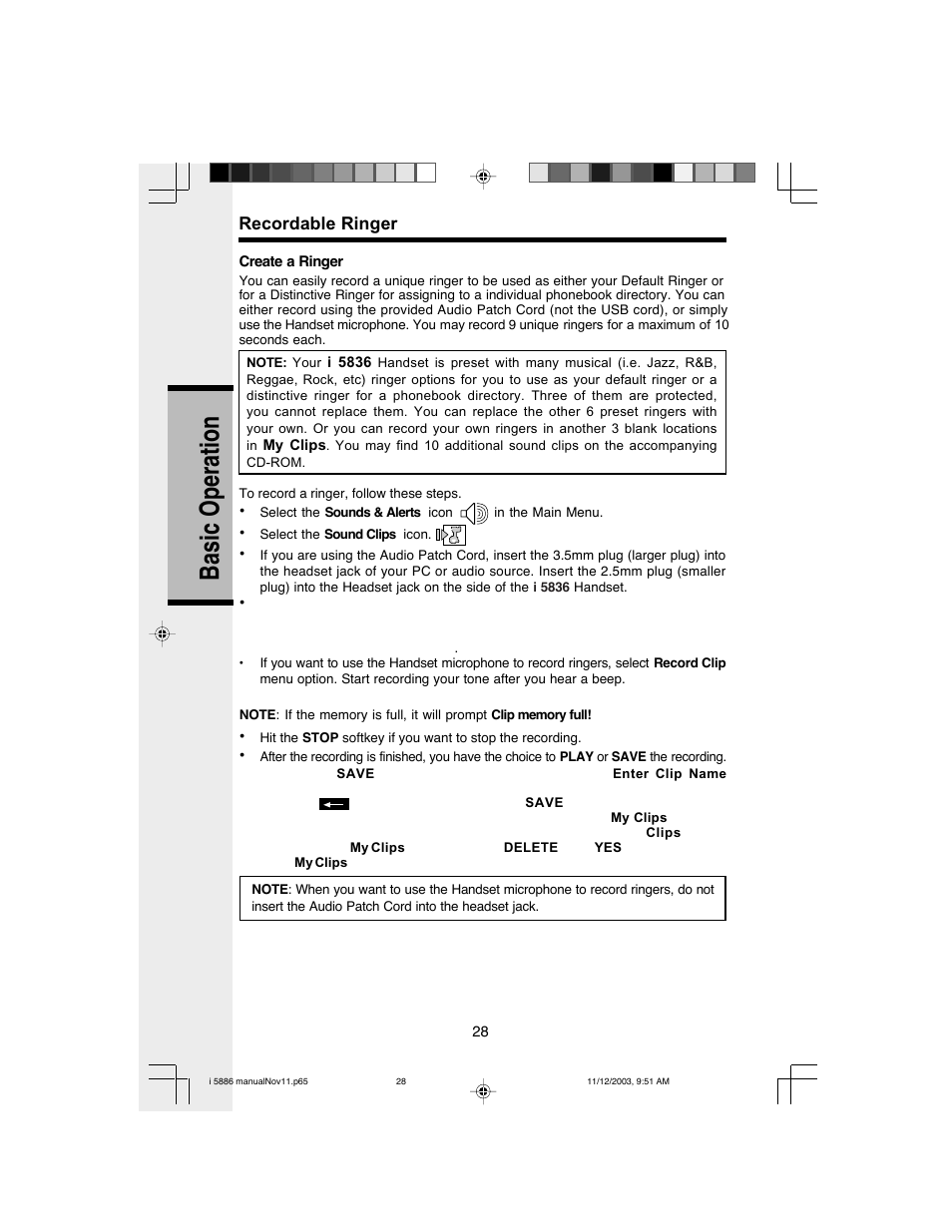 Basic operation | VTech i 5836 User Manual | Page 30 / 60