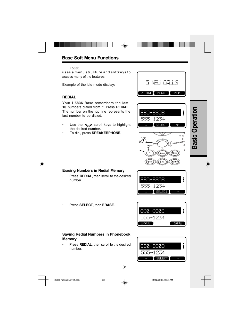 Basic o peration | VTech i 5836 User Manual | Page 33 / 60