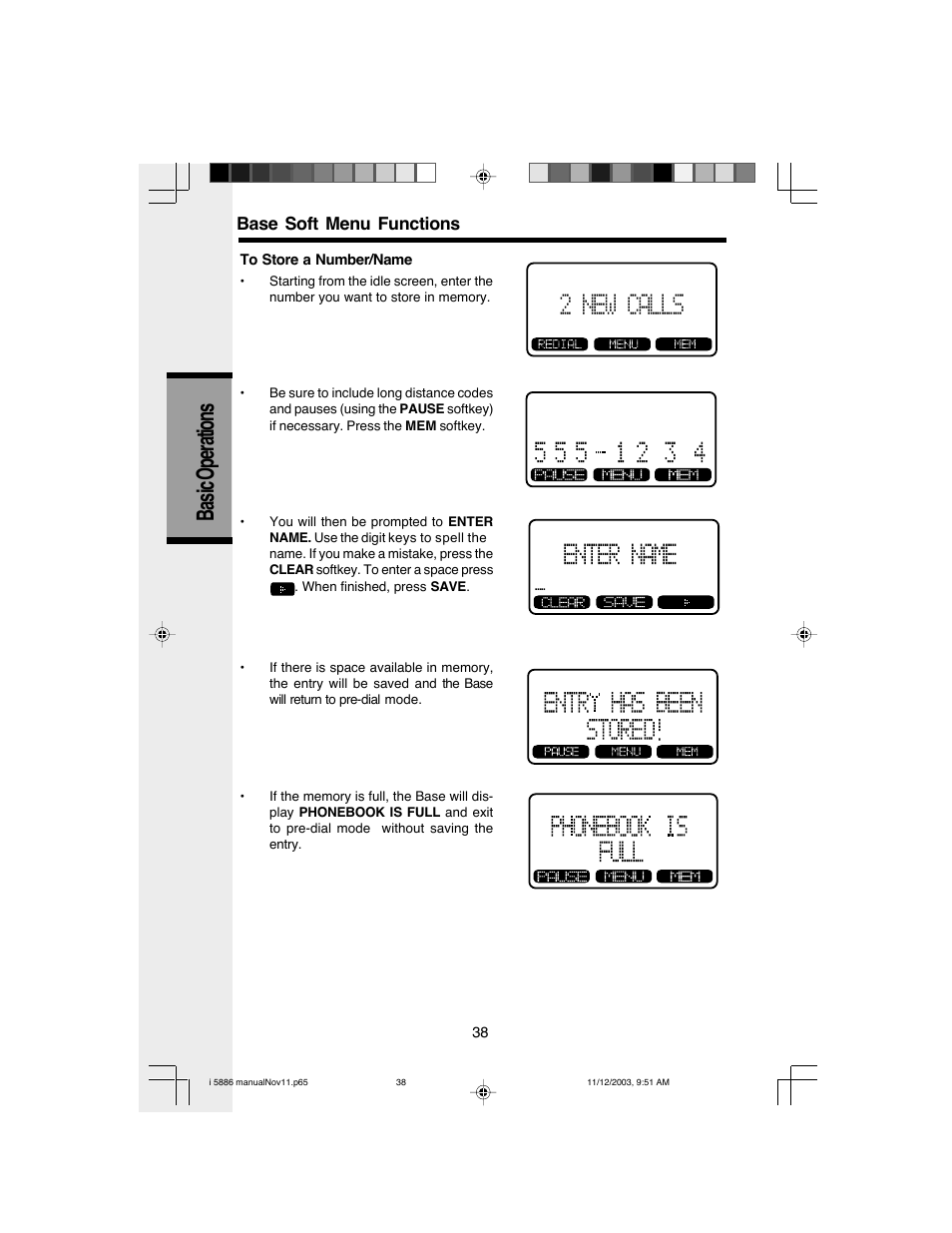 Basic operations | VTech i 5836 User Manual | Page 40 / 60