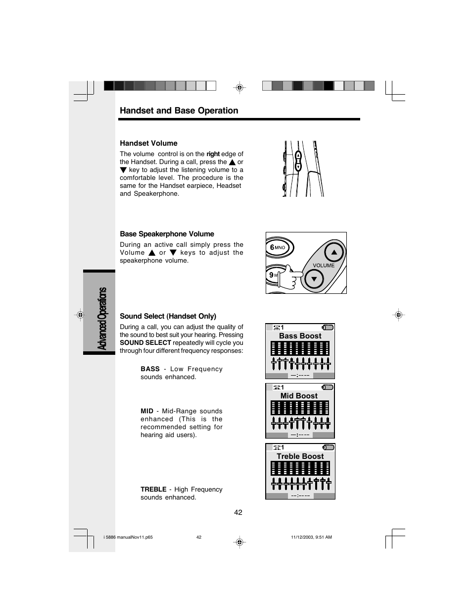 Advanced operations, Handset and base operation | VTech i 5836 User Manual | Page 44 / 60
