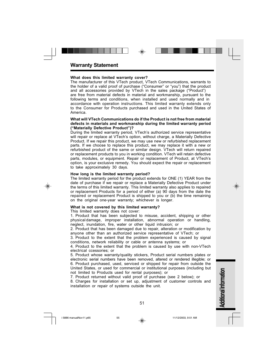 Additional information | VTech i 5836 User Manual | Page 53 / 60