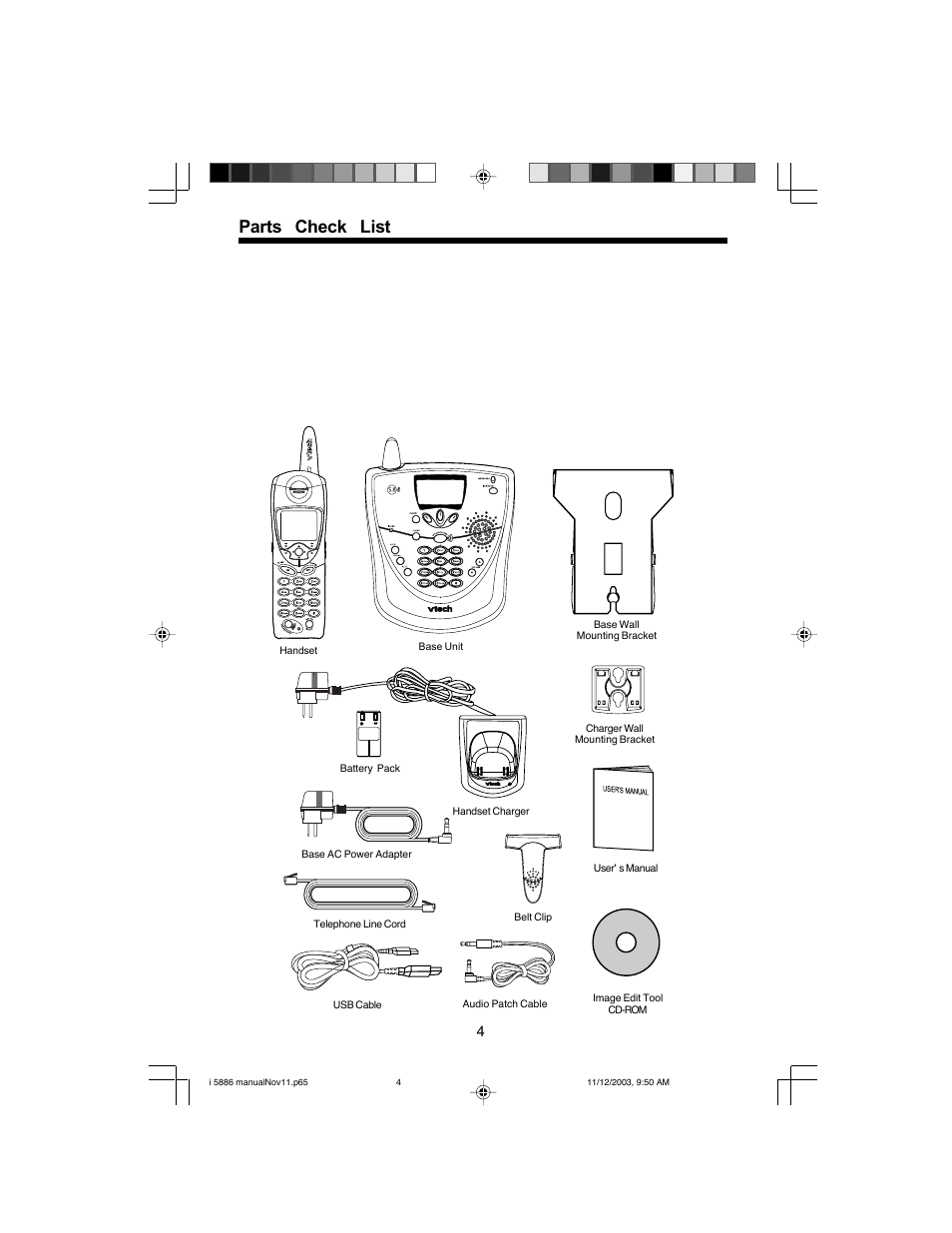 Parts check list | VTech i 5836 User Manual | Page 6 / 60
