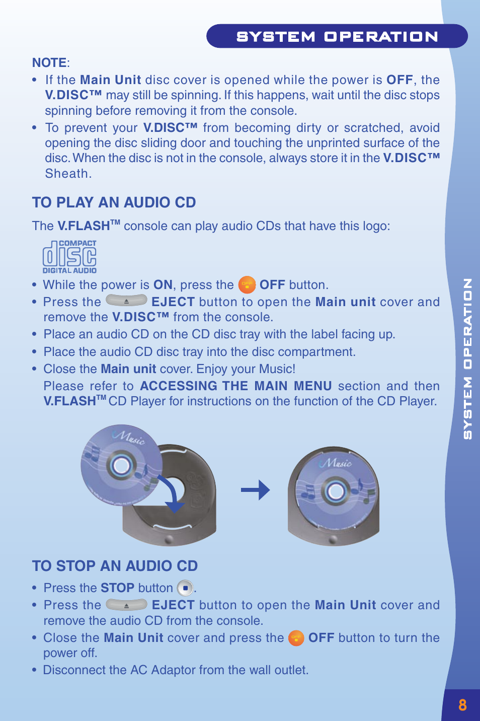 System operation | VTech Home Edutainment System User Manual | Page 11 / 20