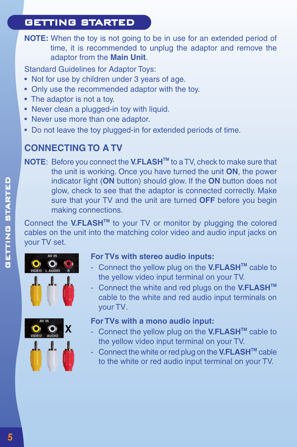 Getting started, Connecting to a tv, Getting st ar ted | VTech Home Edutainment System User Manual | Page 8 / 20