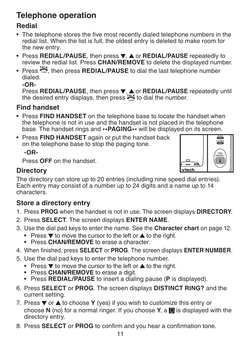 Telephone operation | VTech CS5113 User Manual | Page 13 / 39