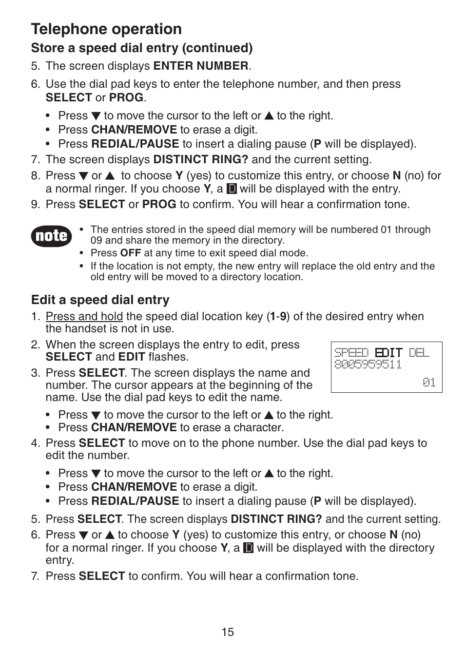 Telephone operation | VTech CS5113 User Manual | Page 17 / 39