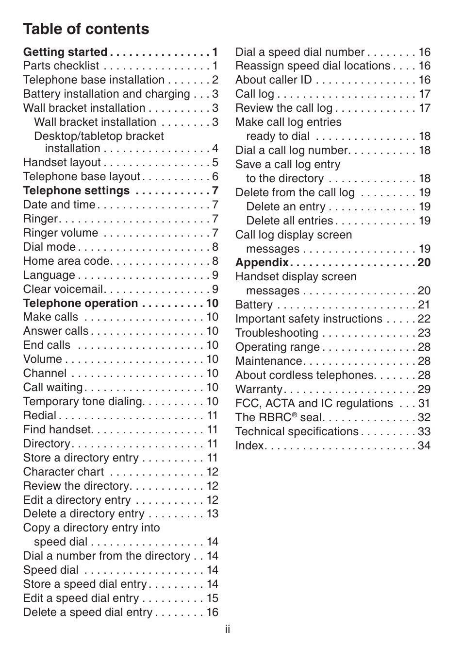 VTech CS5113 User Manual | Page 2 / 39