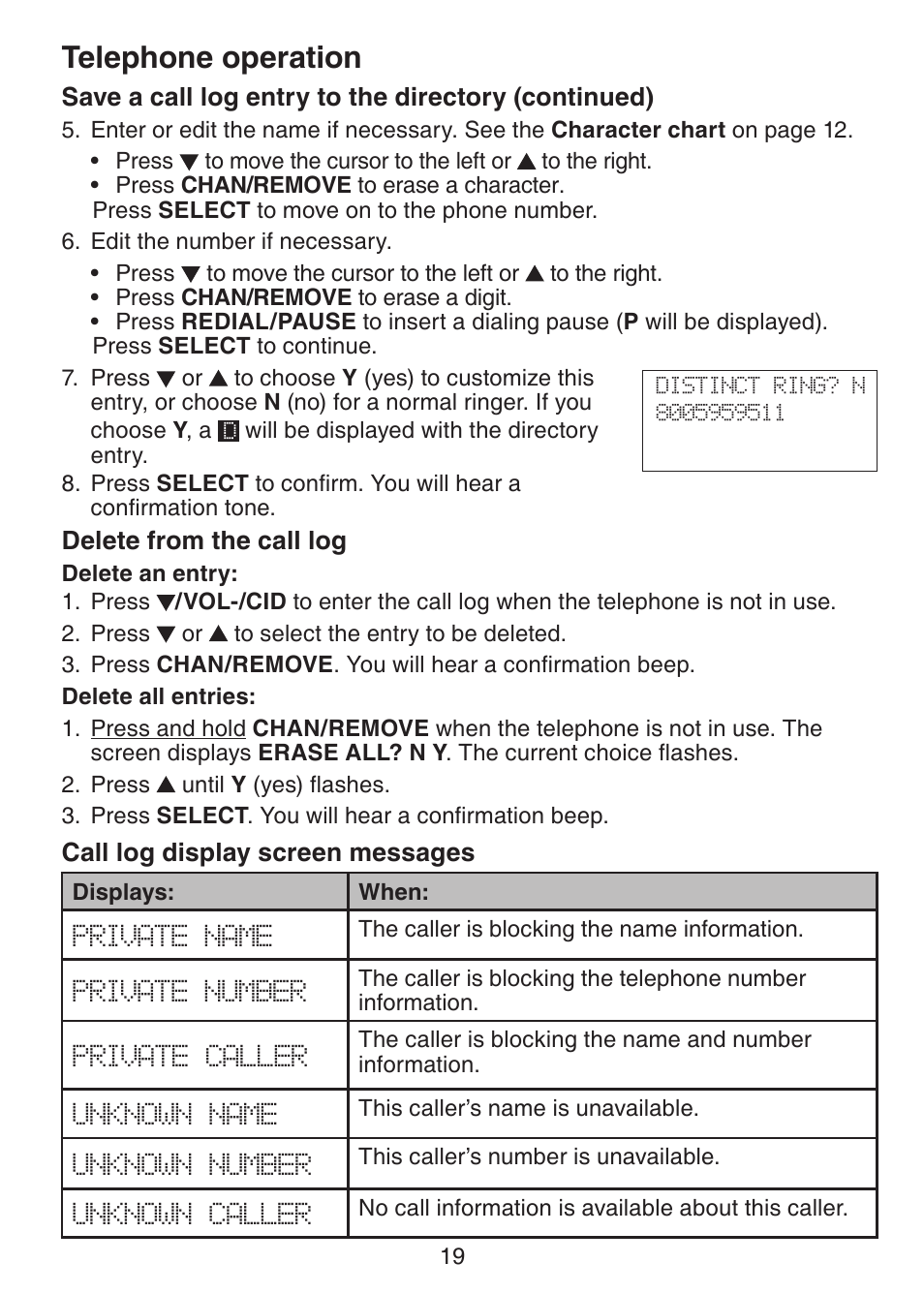 Telephone operation | VTech CS5113 User Manual | Page 21 / 39