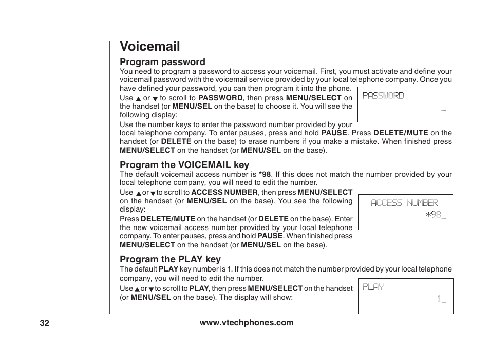 Voicemail | VTech VT5875 User Manual | Page 33 / 54