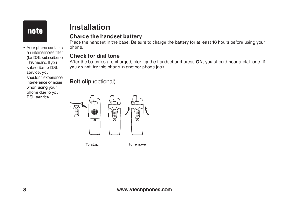 Installation | VTech VT5875 User Manual | Page 9 / 54