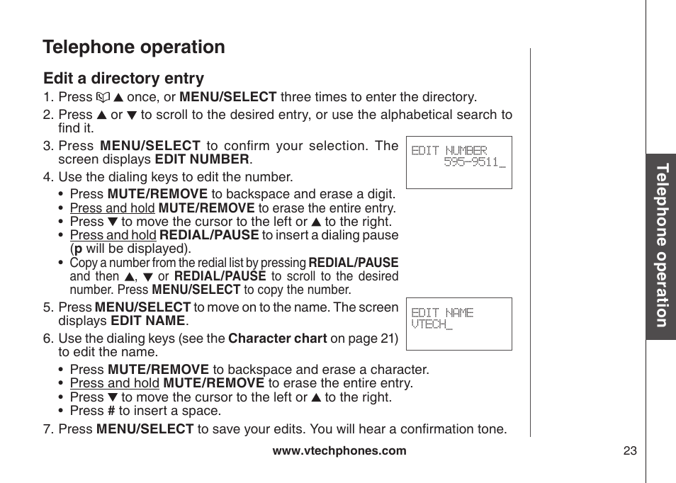 Search the directory, Dial a directory entry, Telephone operation | VTech LS6115-3 User Manual | Page 27 / 59