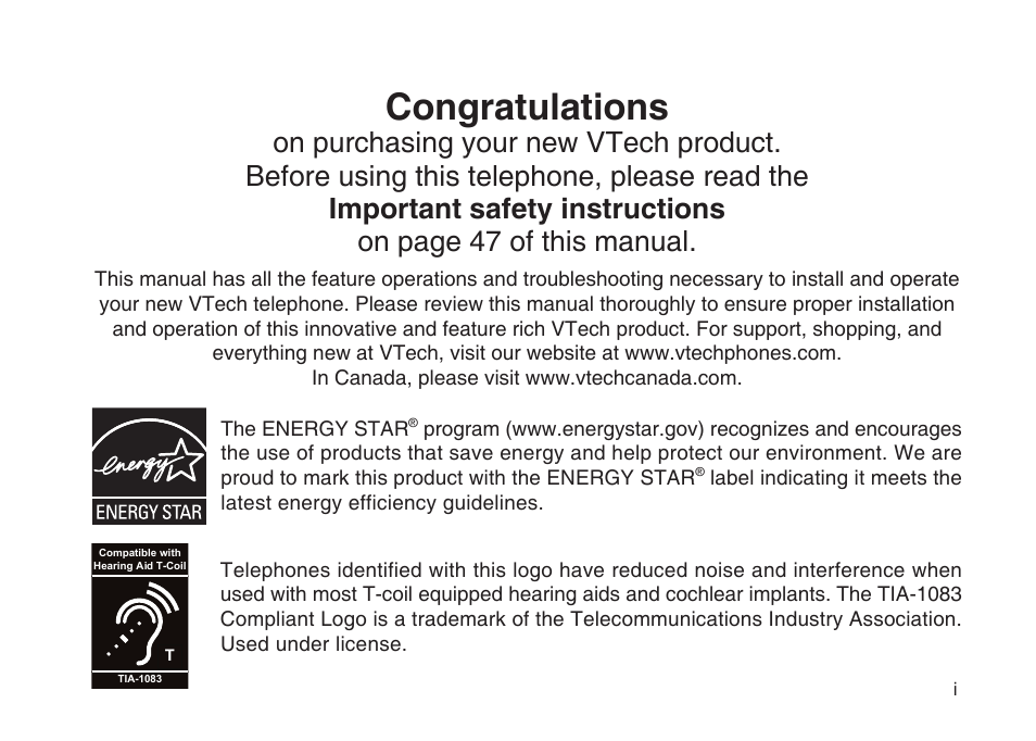 VTech CS5121-3 User Manual | 70 pages