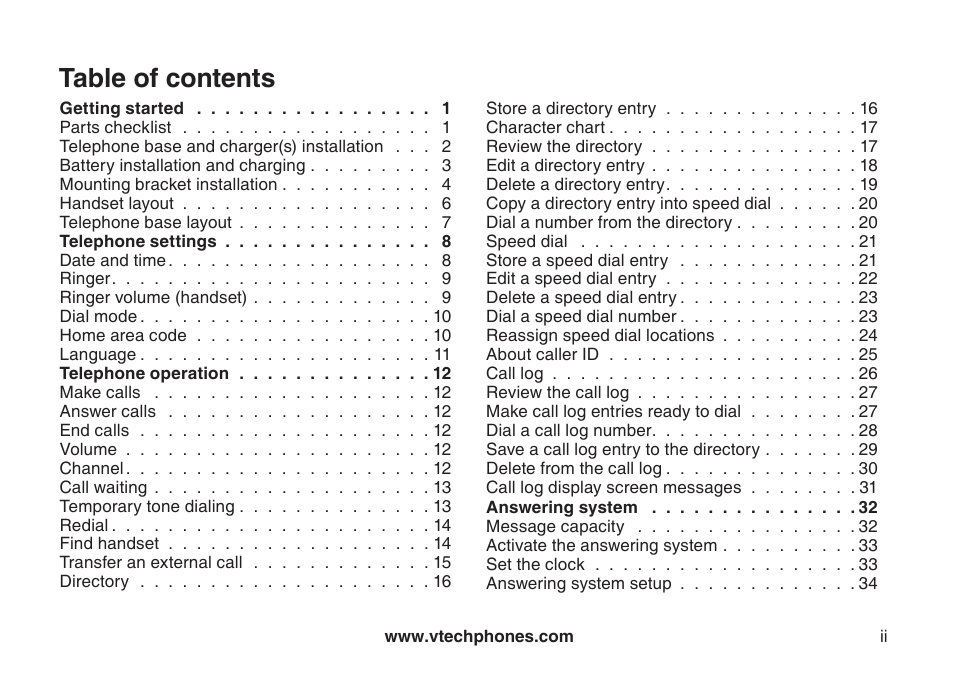 VTech CS5121-3 User Manual | Page 2 / 70