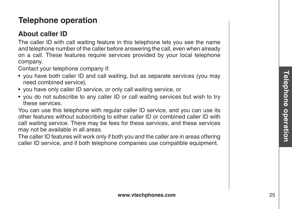 About caller id, Telephone operation | VTech CS5121-3 User Manual | Page 28 / 70