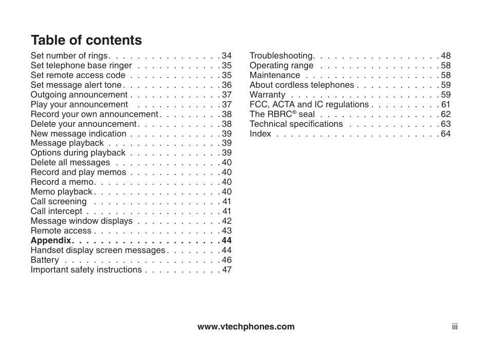 VTech CS5121-3 User Manual | Page 3 / 70