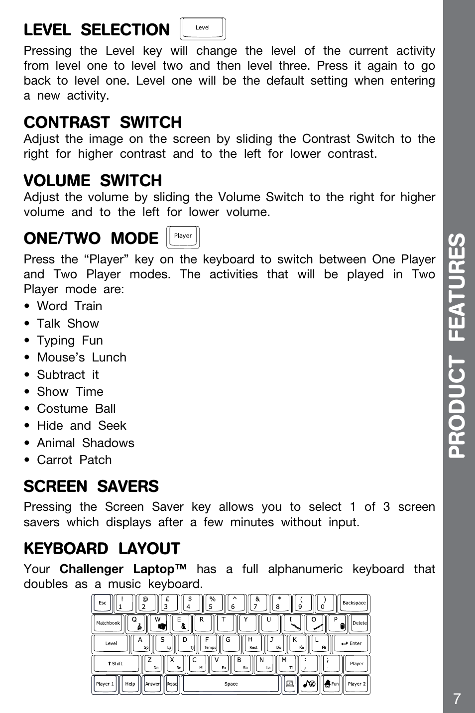 Product features | VTech CHALLENGER 91-002136-014-000 User Manual | Page 7 / 20