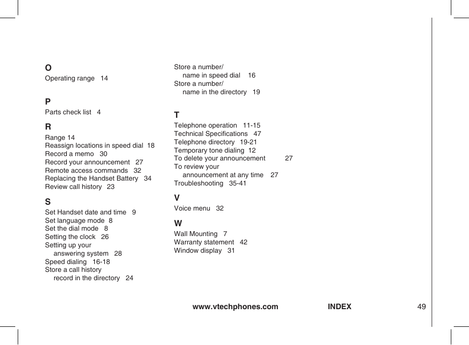 VTech Ia5854 User Manual | Page 49 / 51