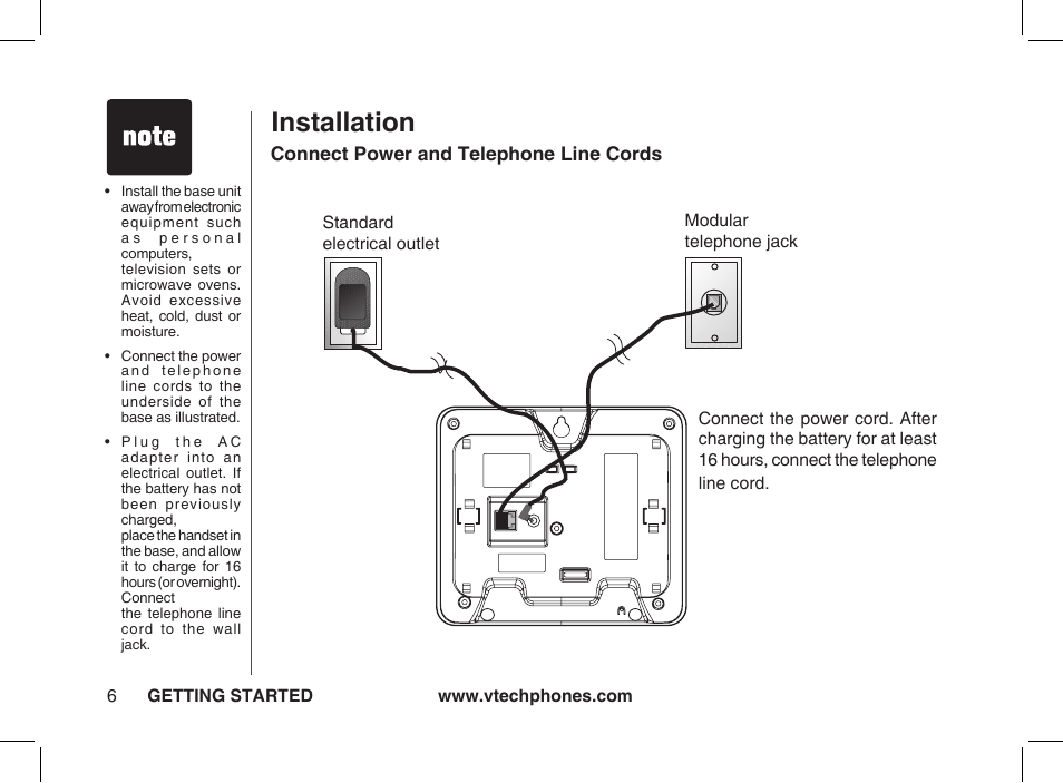 Installation | VTech Ia5854 User Manual | Page 6 / 51