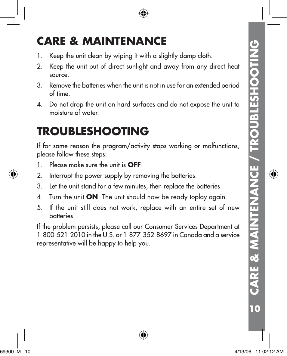 Care & maintenance / troubleshooting | VTech Cinderella Magic Wand Laptop User Manual | Page 11 / 12
