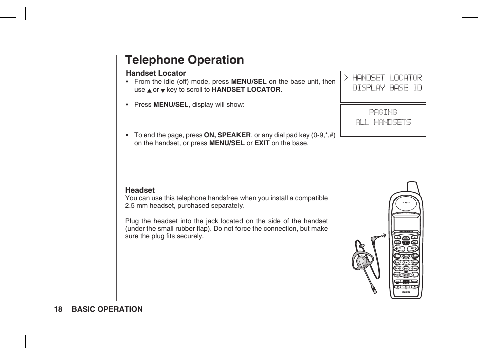 Telephone operation | VTech BS5872 User Manual | Page 18 / 53