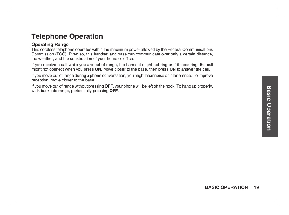 Telephone operation | VTech BS5872 User Manual | Page 19 / 53