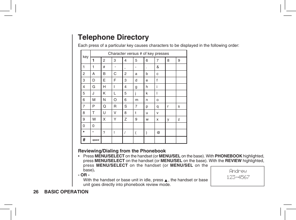 Telephone directory | VTech BS5872 User Manual | Page 26 / 53