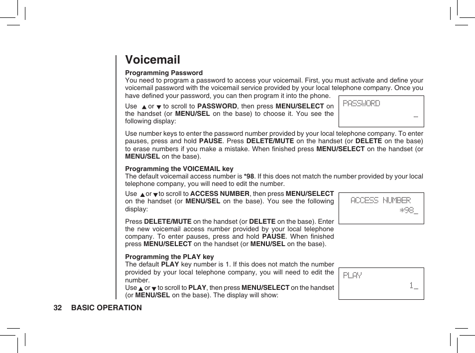 Voicemail | VTech BS5872 User Manual | Page 32 / 53