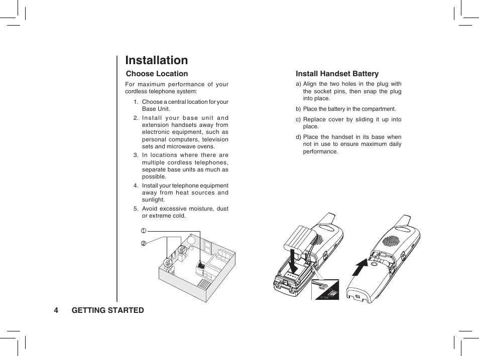 Installation | VTech BS5872 User Manual | Page 4 / 53