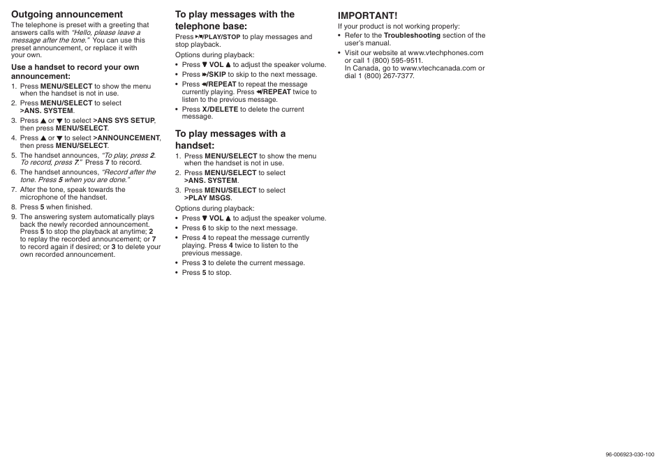 VTech CS6228-6 User Manual | Page 2 / 2