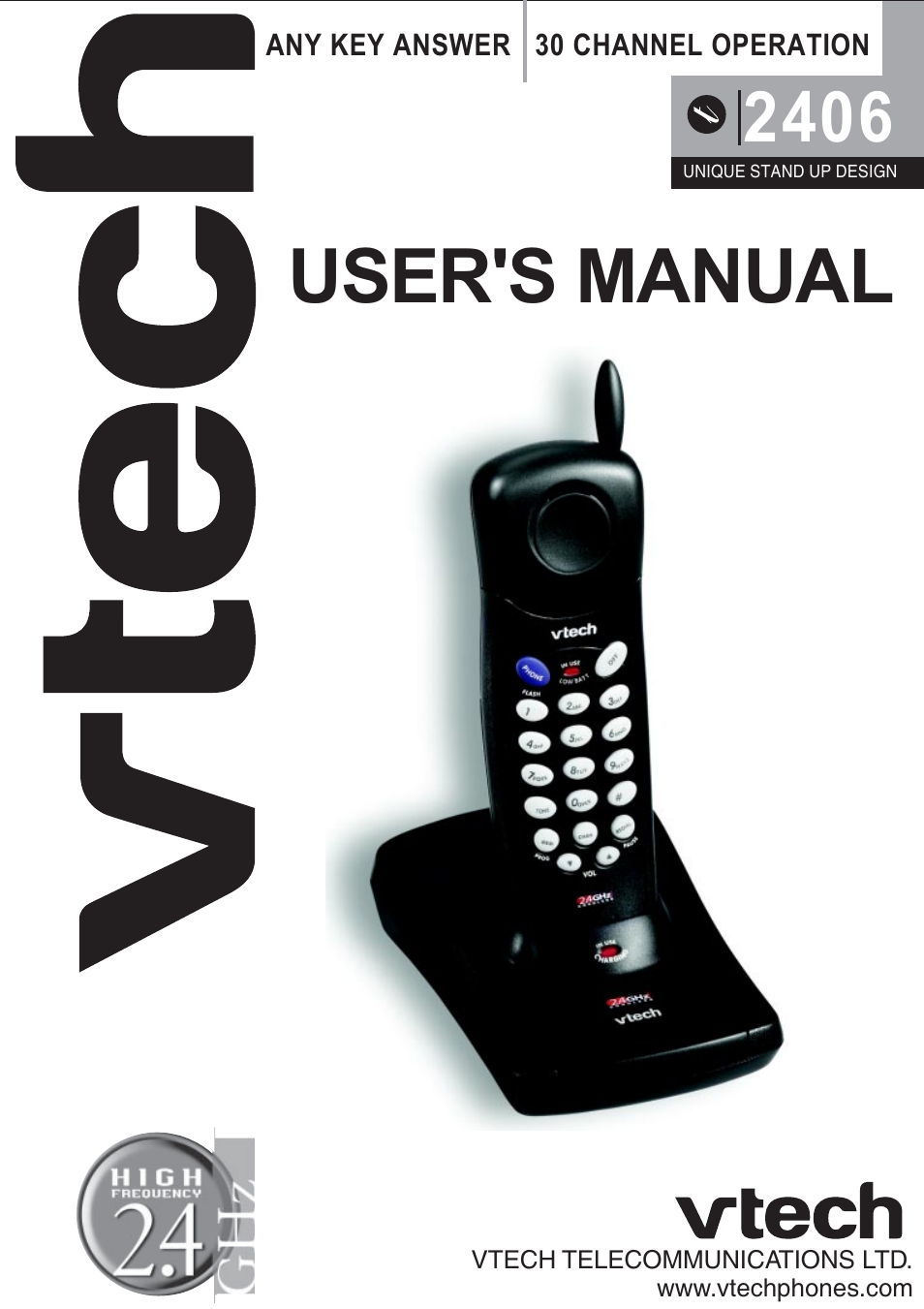 User's manual | VTech Telephone User Manual | Page 24 / 24