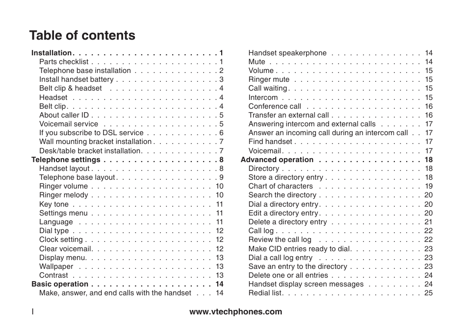 VTech i6790 User Manual | Page 2 / 61