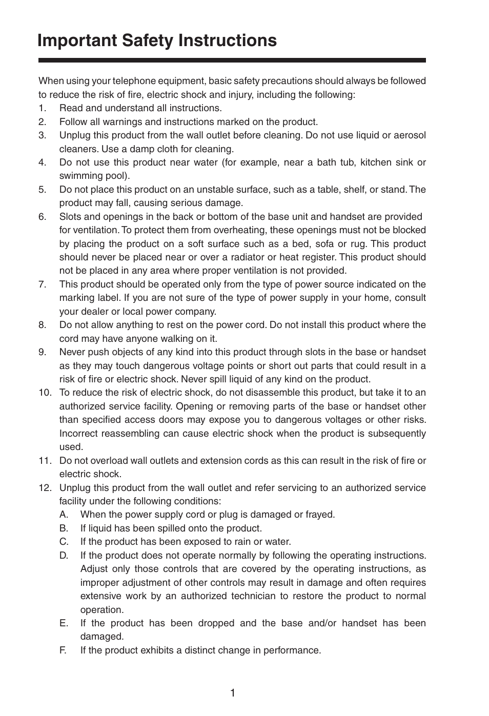 Important safety instructions | VTech i 5808 User Manual | Page 2 / 23