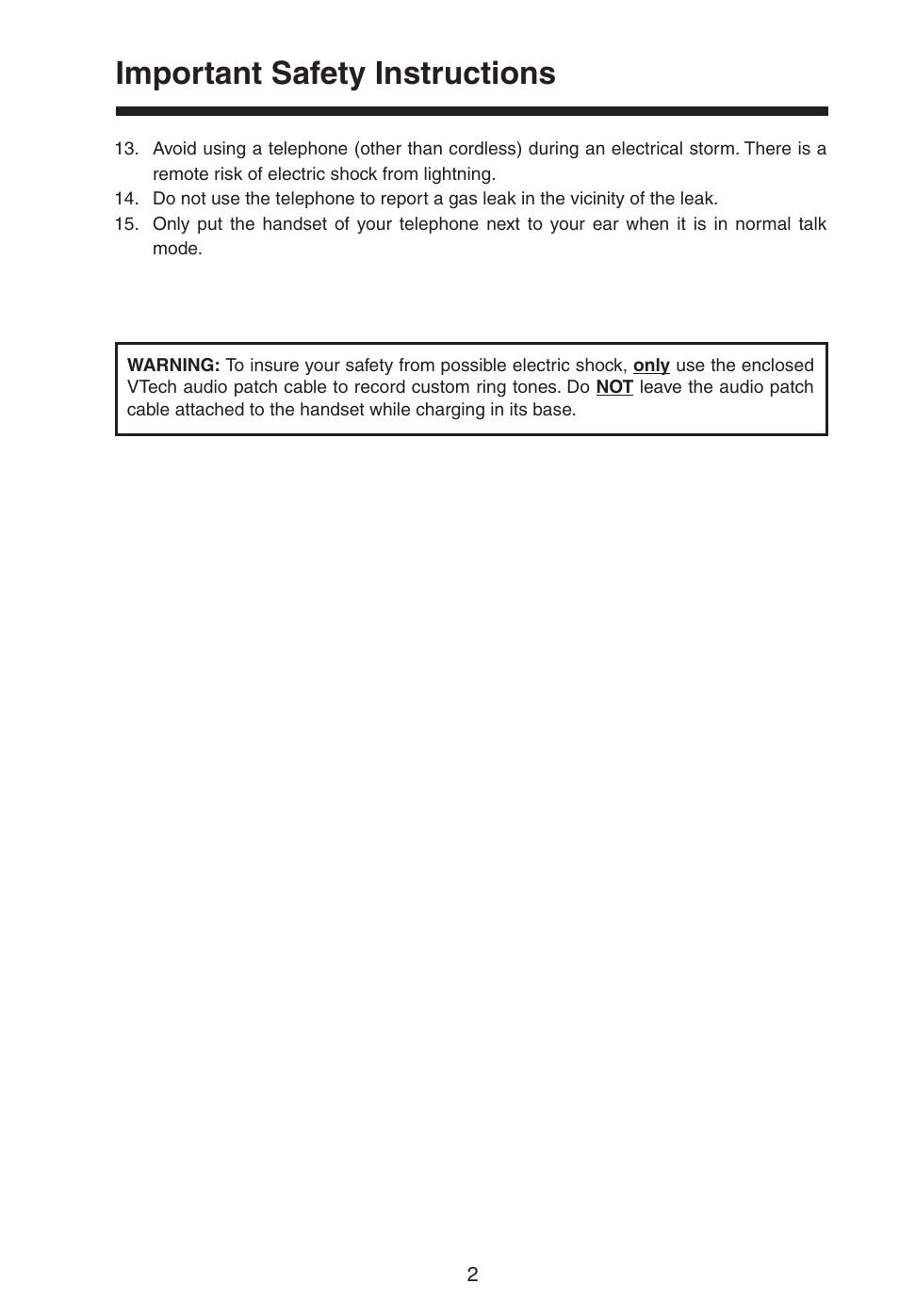 Important safety instructions | VTech i 5808 User Manual | Page 3 / 23