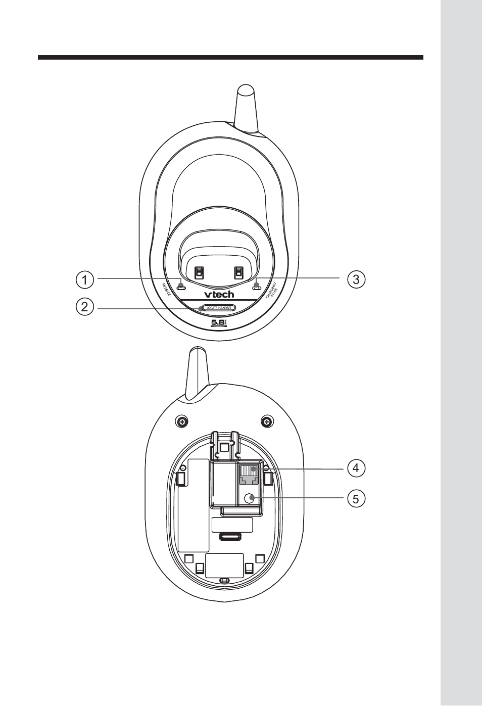 The base unit layout | VTech ia5829 User Manual | Page 8 / 55