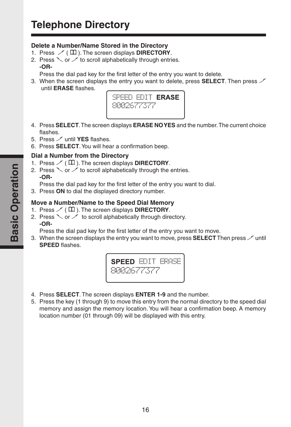 Basic operation, Telephone directory | VTech gz2334 User Manual | Page 17 / 35