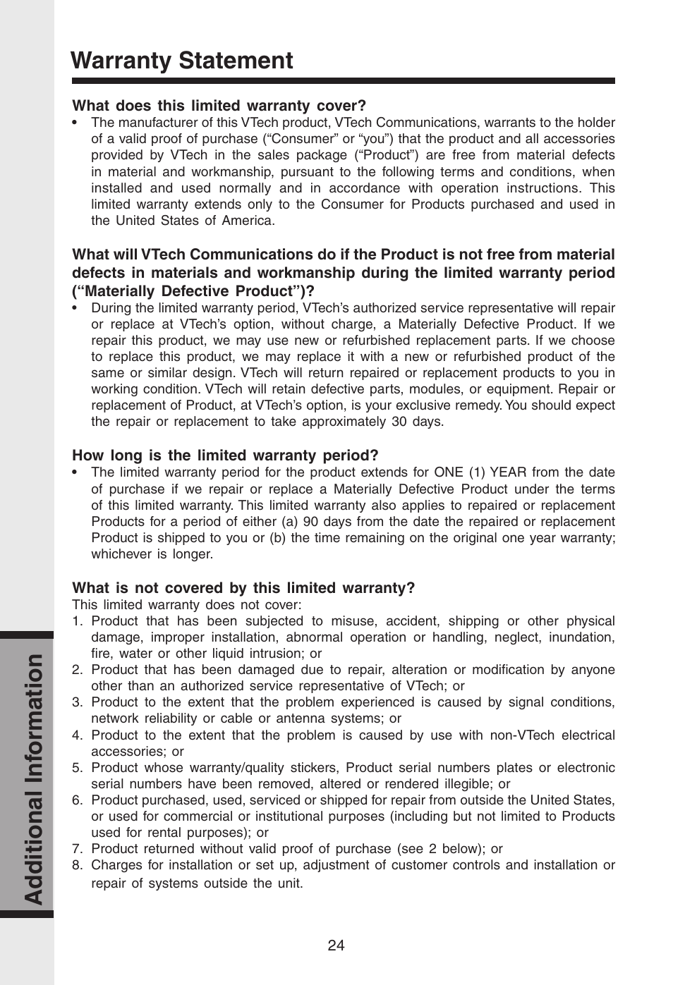 Ad ditional inf ormation ad ditional inf ormation | VTech gz2334 User Manual | Page 25 / 35