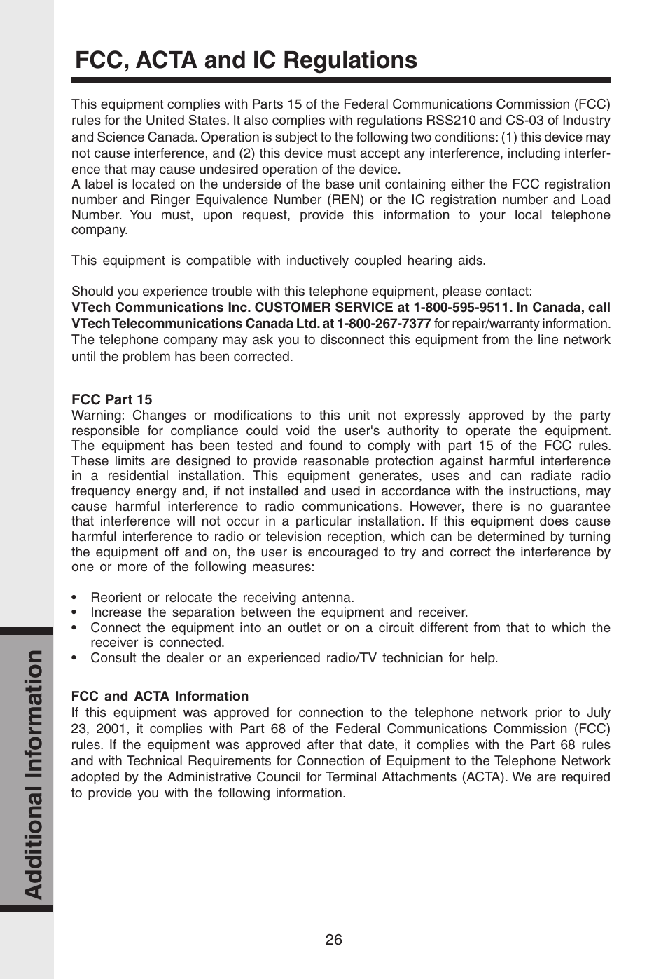 Ad ditional inf ormation ad ditional inf ormation | VTech gz2334 User Manual | Page 27 / 35