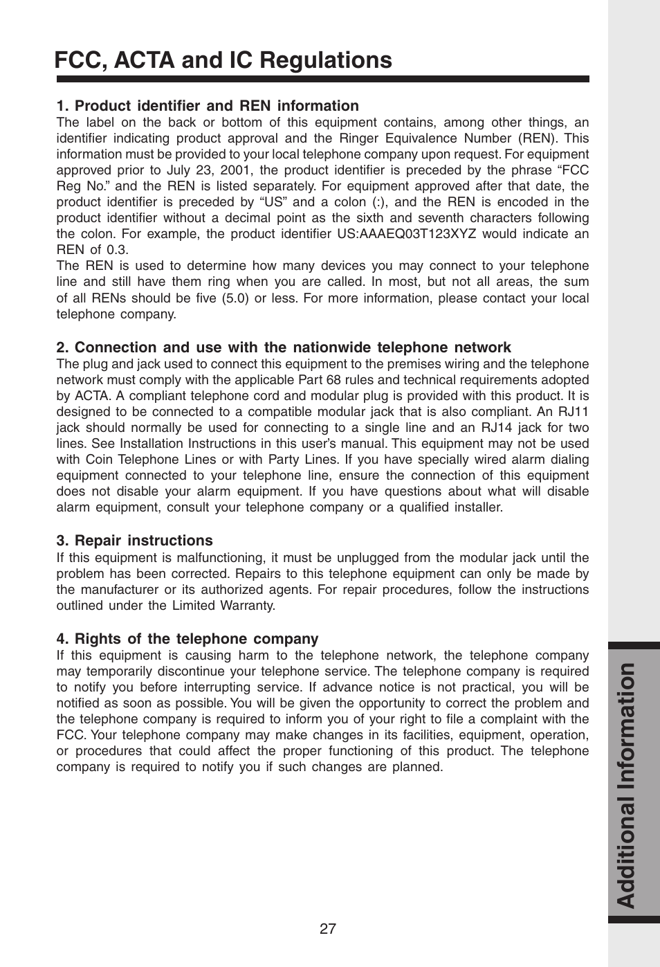 Ad ditional inf ormation ad ditional inf ormation | VTech gz2334 User Manual | Page 28 / 35