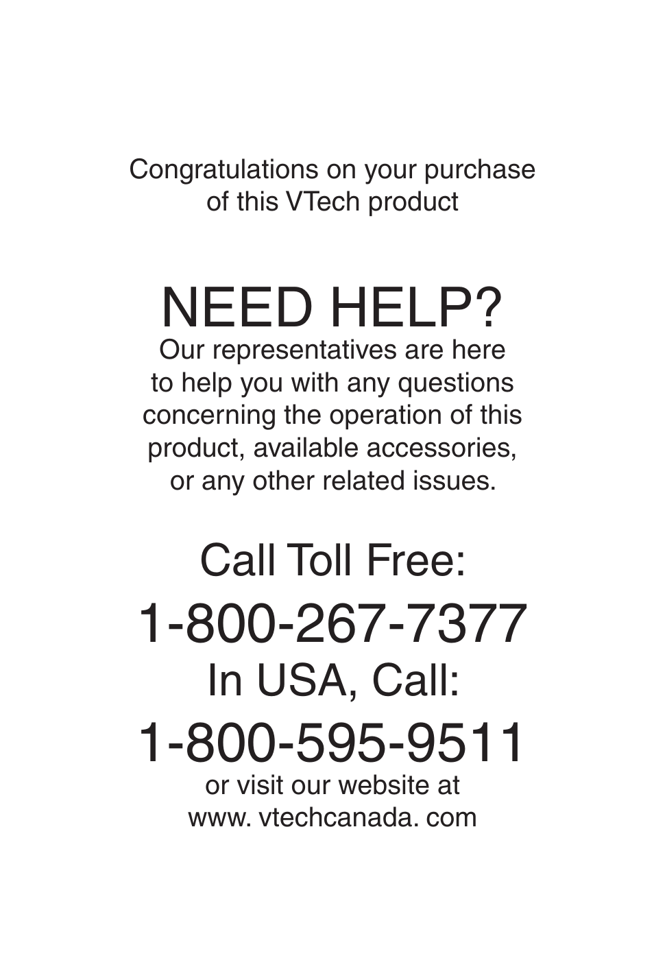 Need help, Call toll free | VTech gz2334 User Manual | Page 35 / 35
