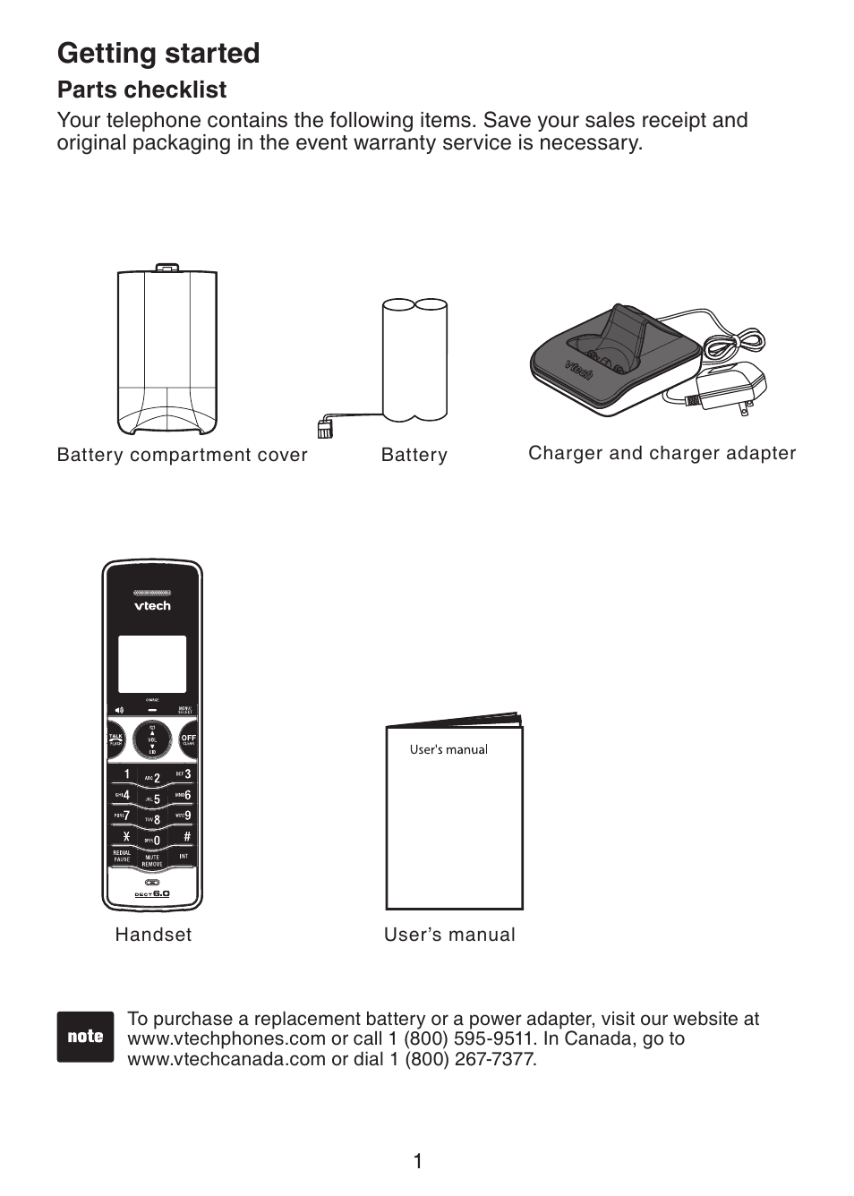 Getting started | VTech LS6205 User Manual | Page 4 / 18