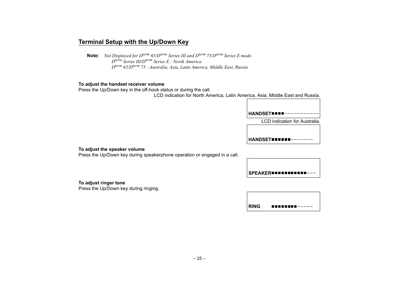 Terminal setup with the up/down key | VTech NEAX 2400 IPX User Manual | Page 29 / 80