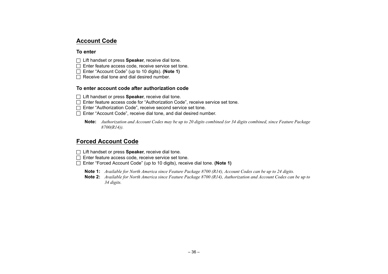 Account code, Forced account code | VTech NEAX 2400 IPX User Manual | Page 40 / 80