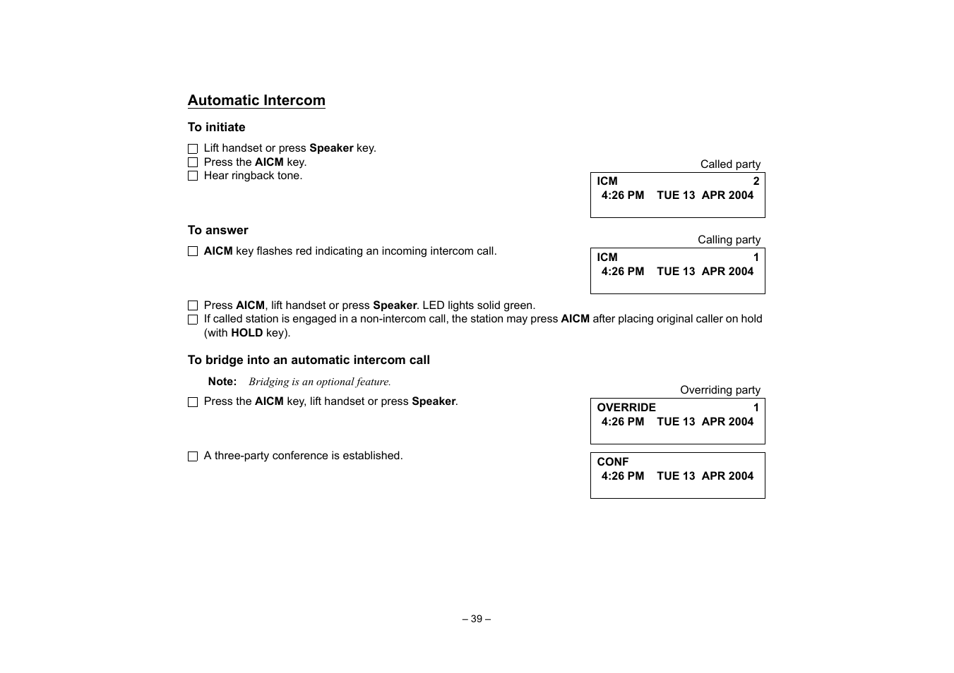 Automatic intercom, Authorization code, Voice call | VTech NEAX 2400 IPX User Manual | Page 43 / 80