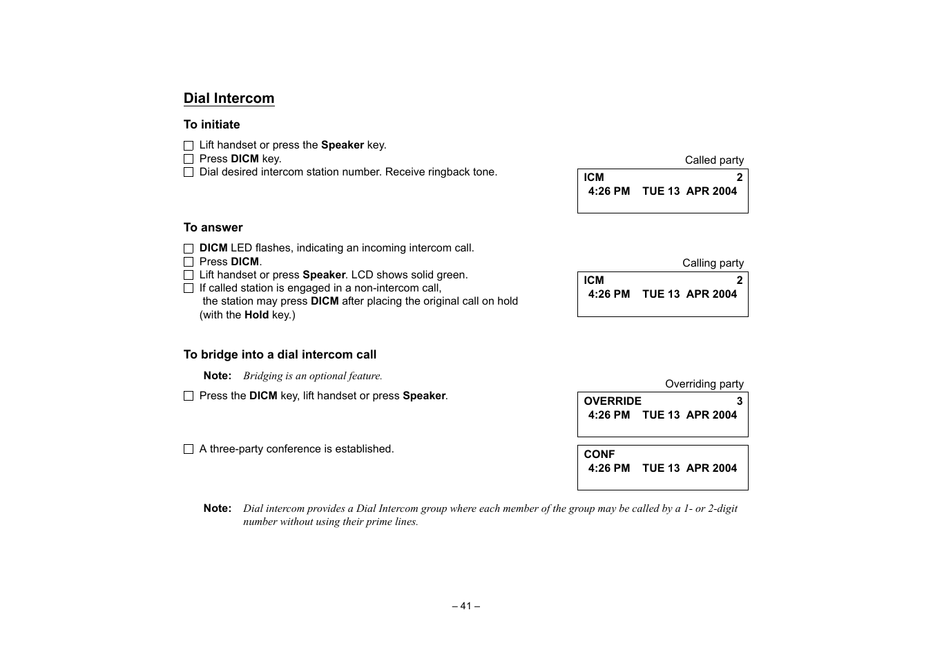 Dial intercom | VTech NEAX 2400 IPX User Manual | Page 45 / 80