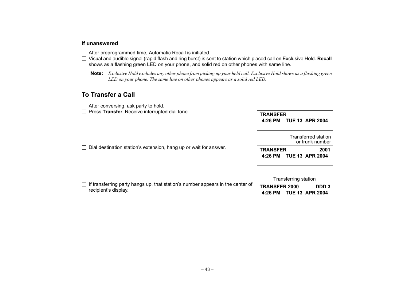 To transfer a call, Individual/group), To originate a call using | VTech NEAX 2400 IPX User Manual | Page 47 / 80