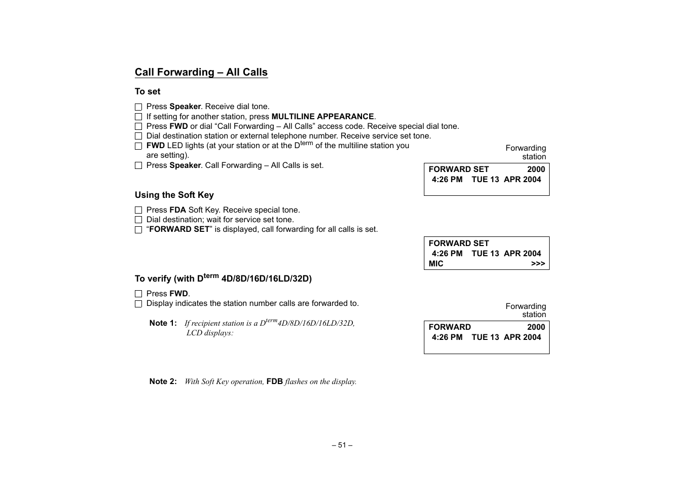 Call forwarding – all calls | VTech NEAX 2400 IPX User Manual | Page 55 / 80